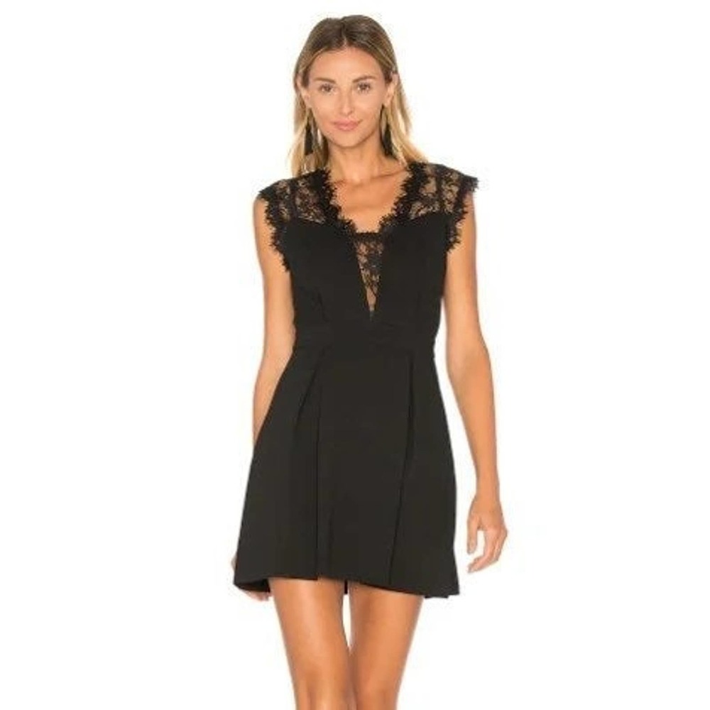 BCBGeneration Lace Insert Skater Black Dress Sexy Mini New